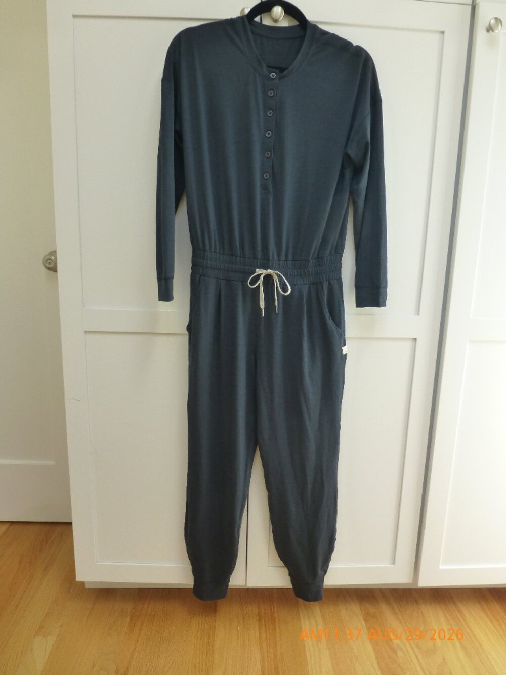 Vuori Lux Henley Jumpsuit Romper Long Sleeve VW478 Black Women's XS
